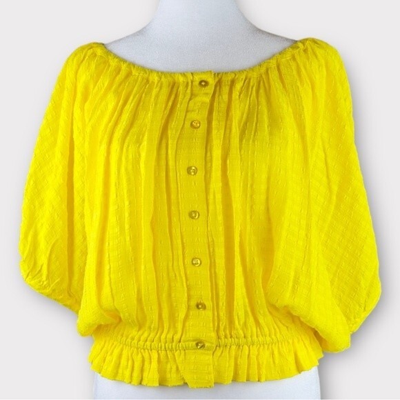 French Connection Bright Yellow Cropped Blouse - Size Small - NWOT - Never worn - Picture 2 of 8